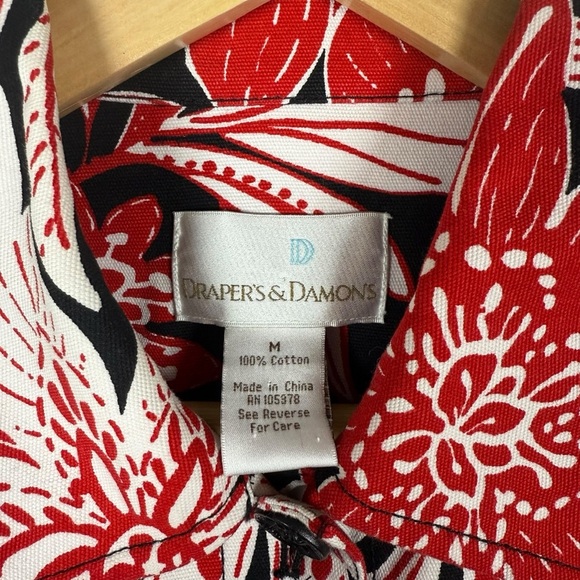 VINTAGE Drapers & Damons Oversized Floral Chore Jacket Black/Red/White M - Picture 7 of 8